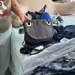 Hammitt Dark Brown Crossbody Bag with Gold Rings